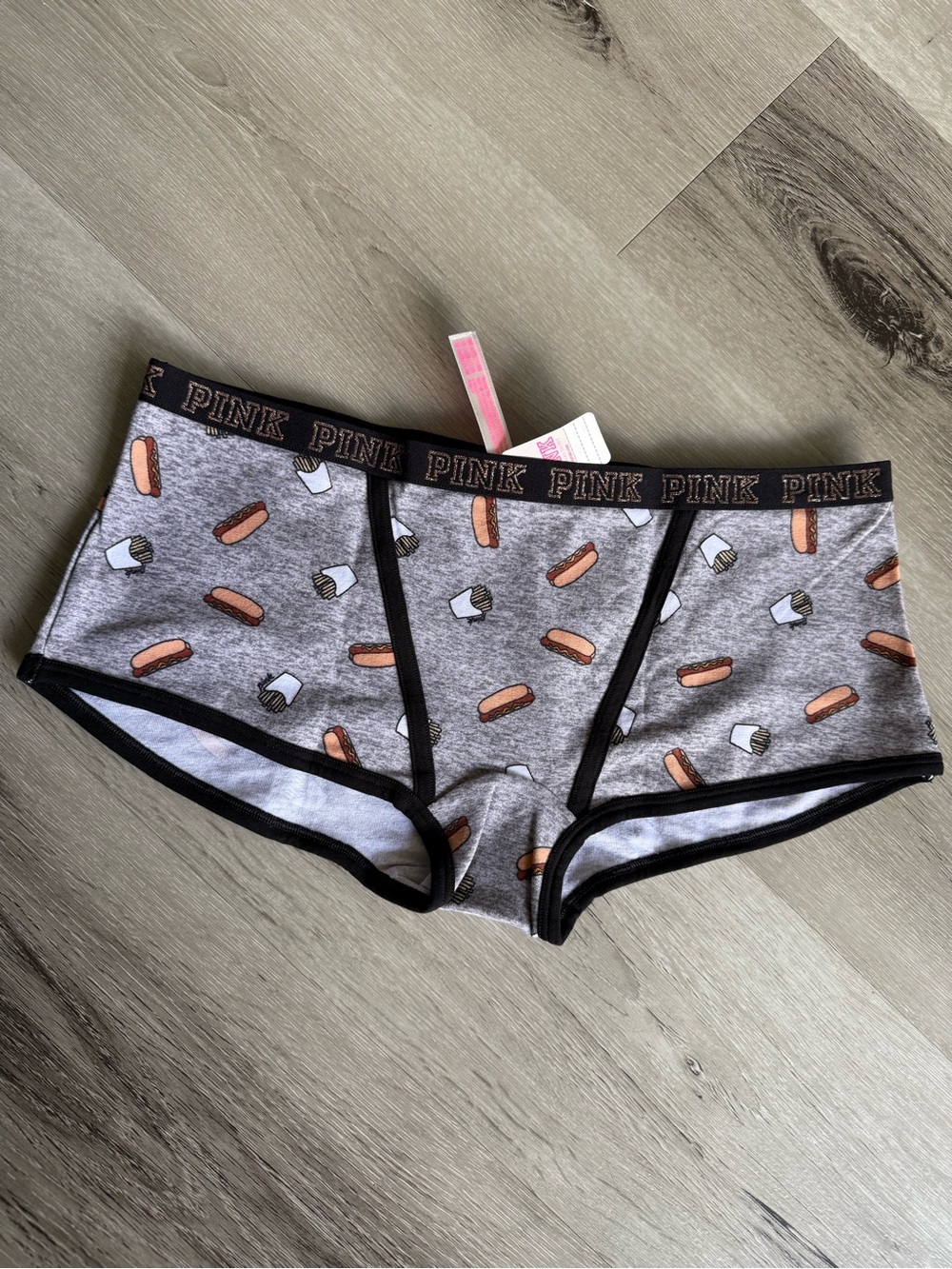PINK Victoria’s Secret Cotton Boyshorts, Hot Dog Fries Print, Size M